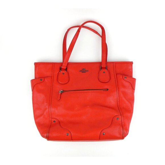 Coach Orange Leather Tote Bag F34039 - Picture 1 of 16